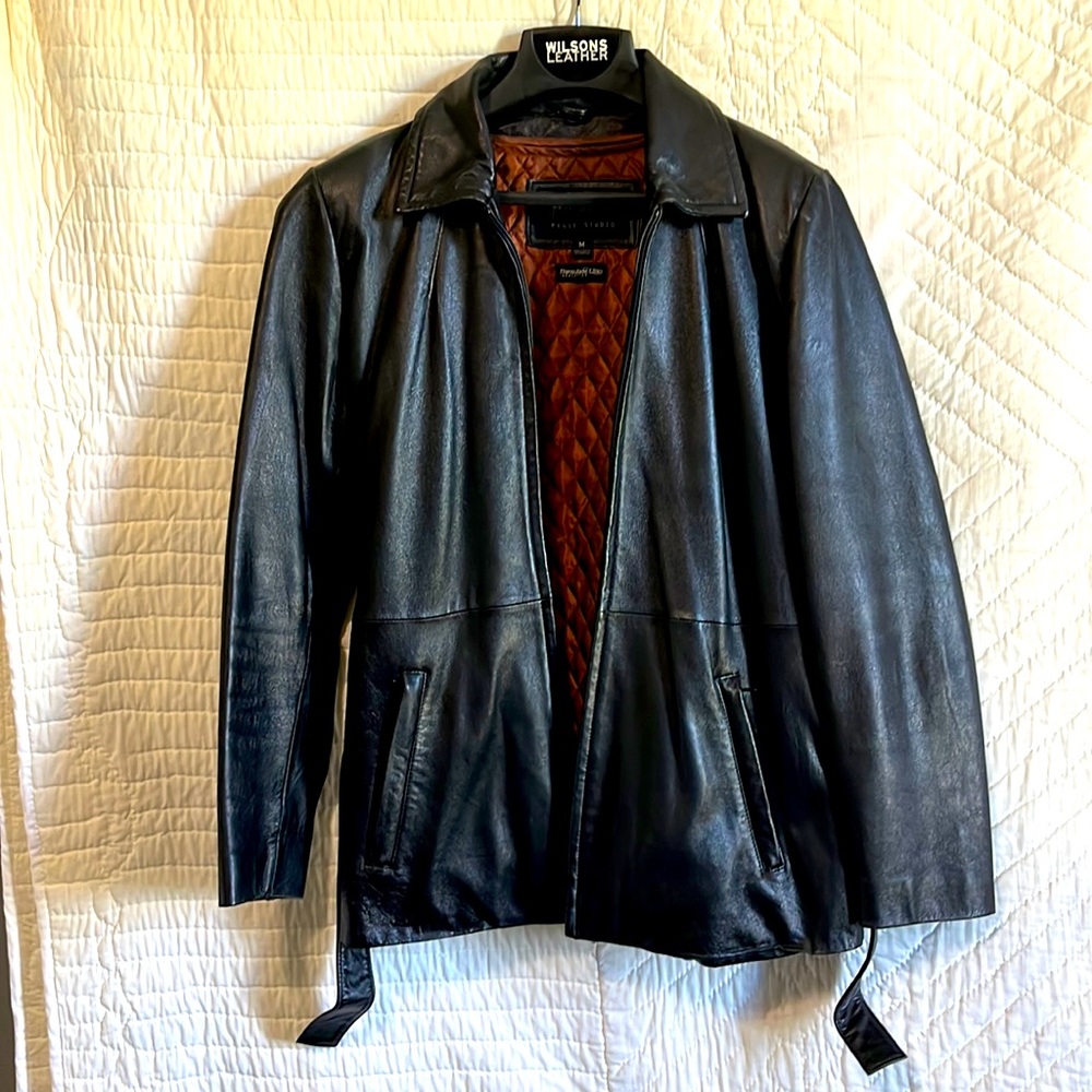 Wilson’s Leather black coat.